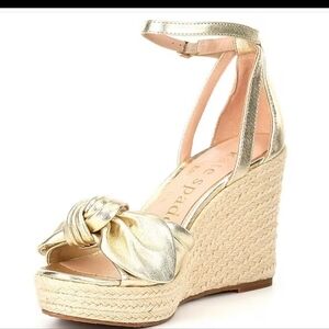 New kate spade new york, the Tianna Metallic Leather Bow Platform Wedge Espadril